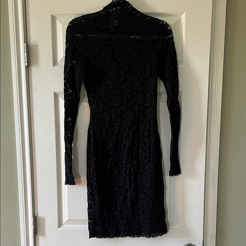 Moda International Black Long Sleeve Lace Dress